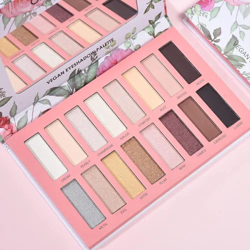 Miniatura 2 de Paleta de sombras de ojos marrón vegana con 16 tonos - Alta pigmentación, fácil de mezclar - Tonos desnudos metálicos y brillantes - De larga