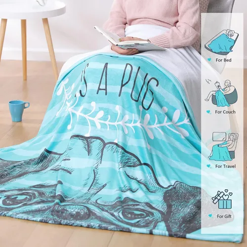 Miniatura 3 de Manta de Carlino de Amor, Manta de Cachorro Lindo Súper Suave, Manta de Peluche de Carlinos, Regalos para Amantes de los Perros, Mujeres y Adultos