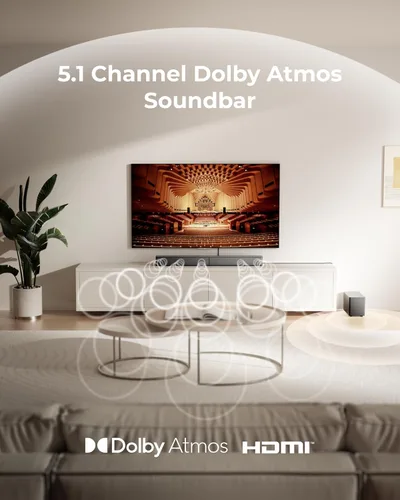 Miniatura 4 de ULTIMEA Barra de sonido envolvente de 5.1 canales con subwoofer, Dolby Atmos, VoiceMX, BassMX, APP, barra de sonido de 300 W para Smart TV, sistema