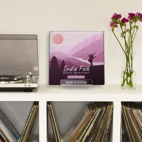 Miniatura 6 de Americanflat Soporte para discos de vinilo de 7.8 x 7.5 pulgadas, acrílico transparente con estante frontal y almacenamiento trasero, capacidad