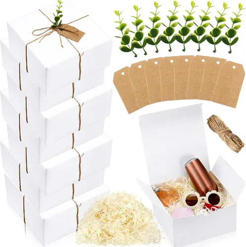 Miniatura 8 de Crtiin Juego de 8 Cajas de Regalo de 8 x 8 x 4 Pulgadas de Papel Blanco para Propuesta de Dama de Honor con Tapas para Regalos Boda Despedida