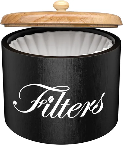 Miniatura 7 de Soporte de Filtro de Café en Cesta Marrón con Tapa - Envase de Almacenamiento Redondo para Mostrador - Accesorios de Barra de Café Decoración