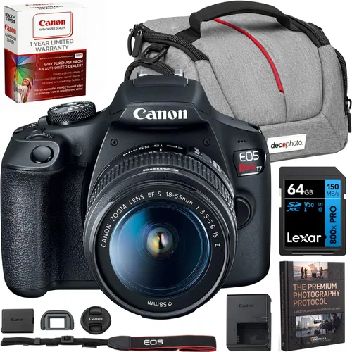Miniatura 6 de Canon EOS Rebel T7 Cámara DSLR con lente EF-S 18-55mm f/3.5-5.6 is II, kit de limpieza con trípode de batería doble, kit de accesorios de lujo Deco
