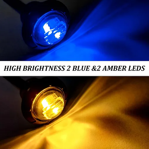 Miniatura 2 de BJZ Juego de 10 luces LED de 3/4 pulgadas, redondas, para remolque, luz de gálibo lateral, color ámbar a azul, luz de cola, bala, indicador de 12V