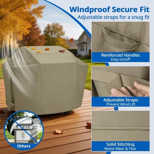 Miniatura 5 de SunPatio - Funda para parrilla de 48 pulgadas para exteriores, cubierta resistente para barbacoa con costura sellada impermeable