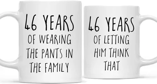 Miniatura 49 de Andaz Press Divertida taza de café de 11 onzas para parejas, regalo de broma para el primer aniversario de boda, 1 año de usar los pantalones