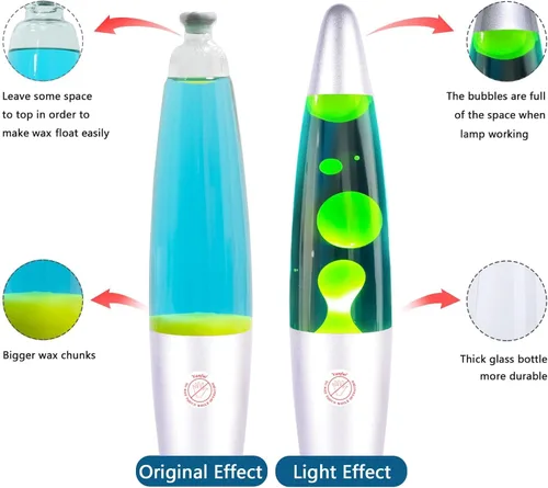 Miniatura 4 de Vanful Lámparas de magma verde con líquido azul para adultos y niños, lámpara de purpurina de 13 pulgadas con base plateada, lámpara de movimiento