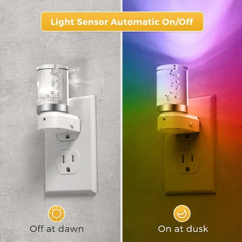 Miniatura 2 de Luz nocturna L LOHAS LED, luces nocturnas que se enchufan en la pared, luz nocturna RGB que cambia de color con sensor de atardecer a amanecer, luz