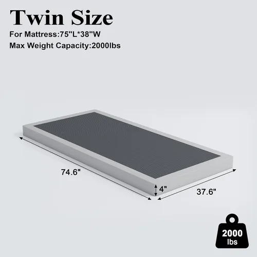 Miniatura 2 de Vehowy - Somier de 4 Pulgadas para Cama Individual, Somier de Tamaño Individual Únicamente, Base de Colchón Resistente, Base de Cama Metálica