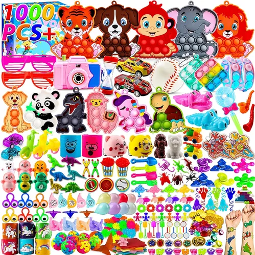 KissFuture 1000 piezas de recuerdos de fiesta para niños, juguetes sensoriales a granel, caja del tesoro de premios para aula, regalos de