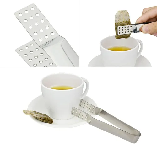 Miniatura 7 de Exprimidor de bolsas de té, pinzas para bolsa de té, pinzas para bolsa de té, clip para bolsa de té, clip para té suelto con agarre de hojas