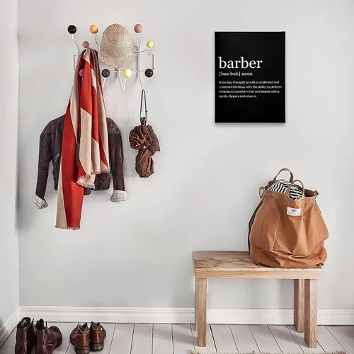 Miniatura 5 de PHAMTE Arte de pared de definición de peluquería, decoración de peluquería moderna, impresión de citas de barbería enmarcadas, pintura en lienzo