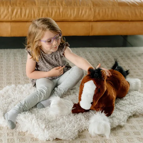 Miniatura 4 de The Petting Zoo Clydesdale - Peluche de caballo de peluche, regalos para niños, animales de corral Wild Onez, juguete de peluche de caballo marrón