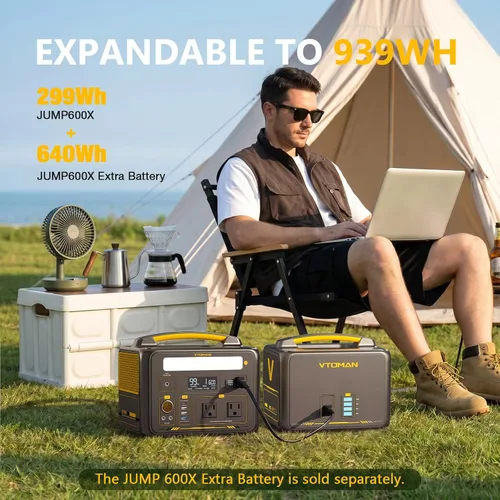 Miniatura 9 de VTOMAN Jump 600X Estación de Energía Portátil 600W, Generador Solar 299Wh Estación de Energía con Batería LiFePO4 con Arranque Rápido