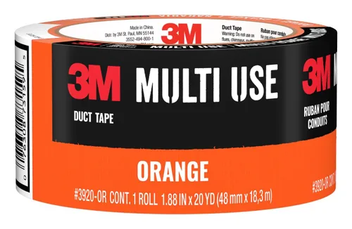 3M Cinta adhesiva multiusos de color, naranja con adhesivo fuerte y respaldo resistente al agua, cinta adhesiva 3M multisuperficie para uso en