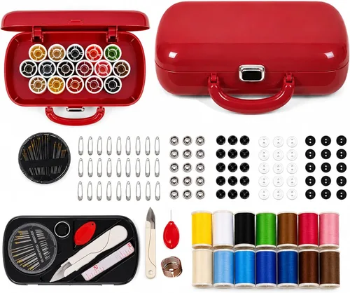 Miniatura 10 de WANSHUNLMI Kit de Proyecto de Costura, Kit de Reparación de Costura Familiar de Viaje de 140 Piezas, Kit de Costura Pequeño Portátil para Viajero