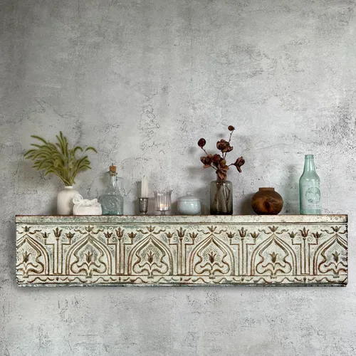 Miniatura 2 de Creative Co-Op Estante decorativo de pared de metal blanco y gris, zinc