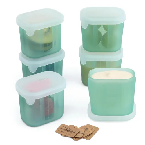 Miniatura 11 de haakaa Mini recipientes de almacenamiento de silicona para comidas, recipientes de silicona de 8 onzas con tapas herméticas, tarros de comida