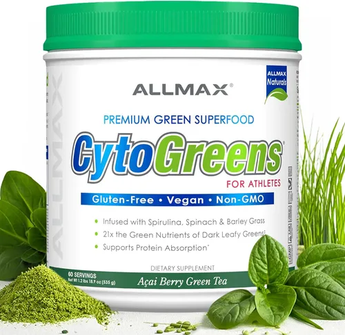 ALLMAX Naturals CytoGreens Super Greens en polvo, superalimento verde premium con verduras, superalimentos, suplemento de verduras diarias, té verde