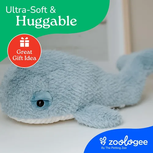 Miniatura 6 de The Petting Zoo Peluche de ballena, regalos para niños, animales marinos Fuzzlez, juguete de peluche de ballena, 15 pulgadas