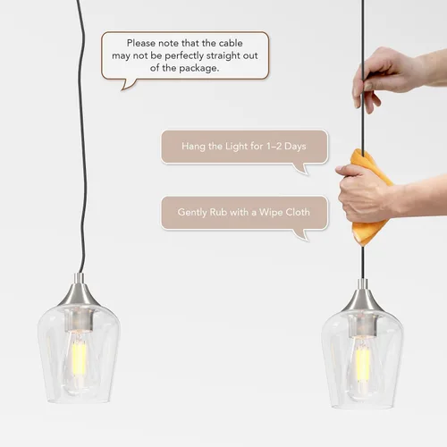 Miniatura 6 de VONLUCE Luces colgantes para isla de cocina, iluminación colgante de níquel cepillado para isla de cocina con cable colgante para dormitorio