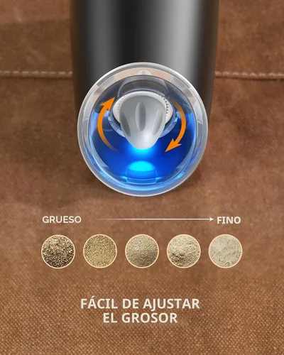 Miniatura 4 de Sangcon Gravity - Juego de molinillo eléctrico de sal y pimienta con agitador automático, molinillo con luz LED, FUNCIONA CON BATERÍAS, grosor