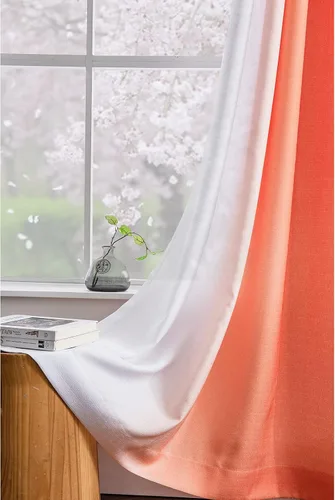 Miniatura 2 de Melodieux Cortinas semitraslúcidas de lino degradado de 63 pulgadas de largo para sala de estar, cortinas horizontales de gasa con bolsillo