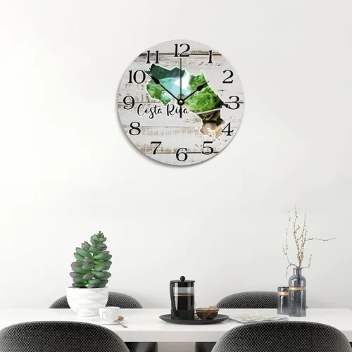 Miniatura 5 de Reloj de pared de Costa Rica Landmark - Reloj colgante de viaje silencioso grande de 10 pulgadas para dormitorio, sala de estar, decoración de pared
