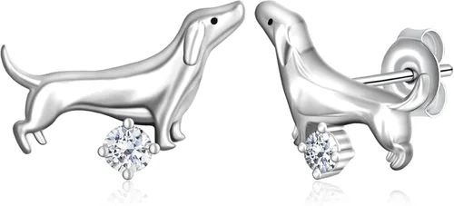 Miniatura 8 de Aretes de plata de ley 925, diseño de perro corgi/perro salchicha/perro perrito kawaii, regalos para mujeres, amantes de los perros