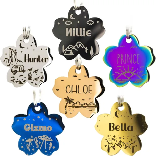 Miniatura 14 de Etiqueta de perro personalizada con 5 líneas de identificación de mascota grabada en profundidad en acero inoxidable duradero con nombre