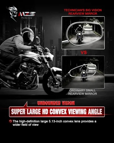Miniatura 4 de MZS Espejos cromados para motocicleta de 0.394 pulgadas, espejo lateral universal de aluminio compatible con Touring Cruiser Chopper Street Naked