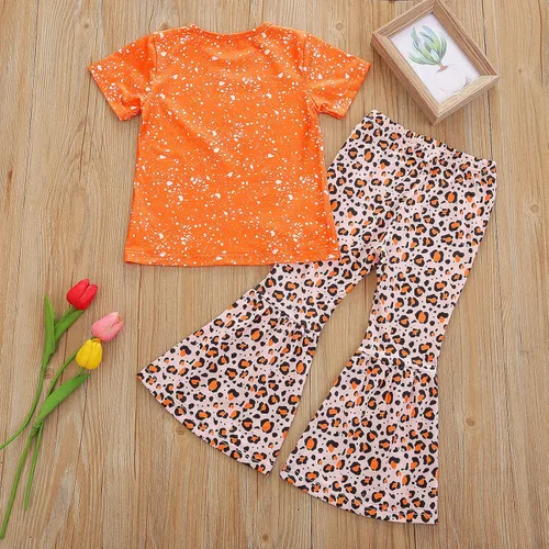 Miniatura 3 de Camiseta de manga corta con estampado de letras para bebé, 2 piezas, traje de primavera y verano