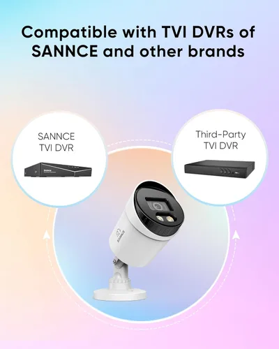 Miniatura 6 de SANNCE Cámara de Seguridad con Cable Bullet TVI de Visión Nocturna a Todo Color 1080P, 2 Luces Cálidas, IP66 Resistente a la Intemperie para Uso
