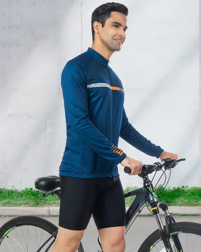 Miniatura 3 de ROTTO Camiseta de ciclismo para hombre, manga larga, serie Simple Line