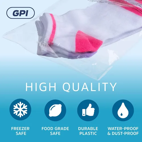 Miniatura 4 de GPI - Paquete de 100 bolsas de polietileno transparentes de 7 x 11 pulgadas, 1.5 mil. - Bolsas de polietileno resellables con tira adhesiva