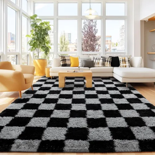 Miniatura 103 de Alfombras de área de 8x10 para sala de estar, alfombra shaggy grande ultra suave y esponjosa para dormitorio, alfombras de felpa mullida Blanco crema