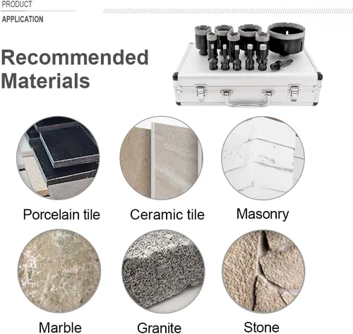 Miniatura 3 de SHDIATOOL Juego de Brocas de Núcleo de Diamante para Sierra de Corona de Porcelana Cortador para Azulejo Mármol Cerámica Granito Ladrillos Usado