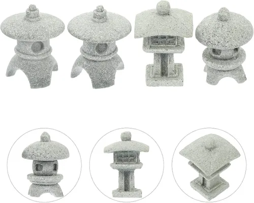 Miniatura 5 de Yardwe Juego de 4 mini estatuas de pagoda japonesas para jardín zen, micro paisaje, decoración interior y exterior, 1.25 x 0.82 x 0.82 pulgadas