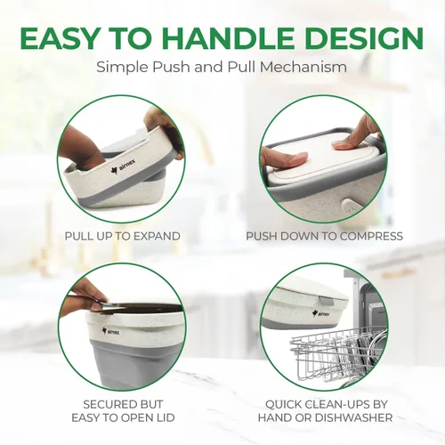 Miniatura 8 de AIRNEX Contenedor de Compost Plegable para Mostrador de Cocina - Contenedor de Compost de Mostrador de 1 Galón con Tapa Hecho de Paja de Trigo - Gris