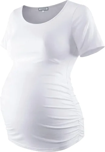 Miniatura 82 de GINKANA Blusas de maternidad de manga corta, diseño floral, fruncido, casual, para mamá, para embarazo
