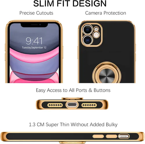 Miniatura 7 de BENTOBEN Funda para iPhone 11 con soporte de anillo de 360°, a prueba de golpes, soporte magnético, soporte magnético, soporte para automóvil
