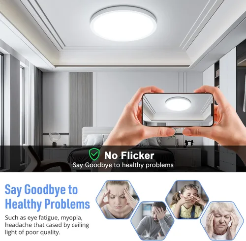 Miniatura 4 de SunRider Lámpara de Techo LED de Montaje Empotrado, 6000K Blanco Frío, 2400LM, 30 cm 24W Luces Planas Redondas Modernas, Lámpara de Panel