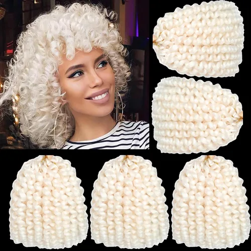 Miniatura 10 de Cabello de Ganchillo Jamaicano Saltarín de 8 Pulgadas 5 Paquetes 2X Rizo de Varita Ringlet Cabello de Ganchillo Pre-Enrollado Rizo Saltarín
