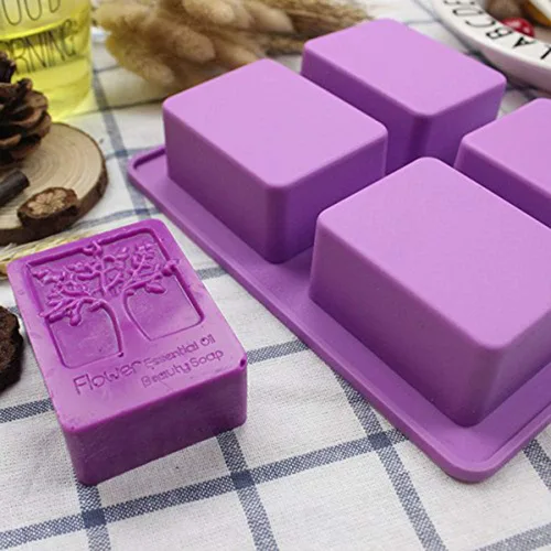 Miniatura 5 de Echodo - Molde rectangular de silicona para jabón de 4 cavidades, molde de silicona hecho a mano para velas de jabón