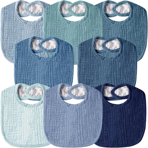 Miniatura 12 de Baberos de muselina para bebés para niños y niñas, baberos de algodón para babeo, baberos ajustables para recién nacidos para babeo y dentición