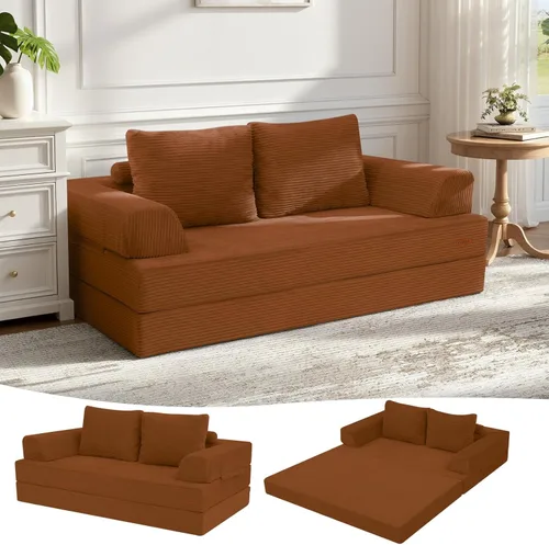 Miniatura 24 de COMAX Sofá cama futón, sofá cama convertible 4 en 1, sofás deshuesados para sala de estar, sofá biplaza plegable pequeño plegable que ahorra Gris