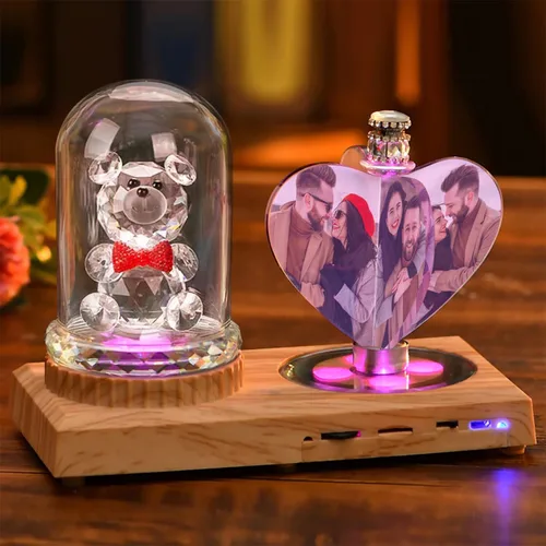 Miniatura 18 de Impresión de cristal con tu foto, decoración de escritorio de oficina, regalo personalizado sobre marco transparente de vidrio con soporte, rosa