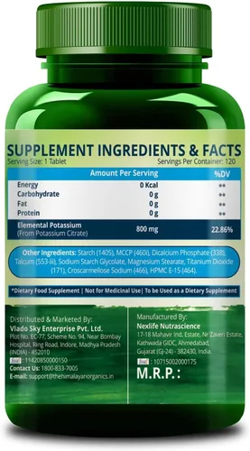 Miniatura 3 de Citrato de potasio 800 mg (120 tabletas vegetales) 100% herbario sin efectos secundarios conocidos - por pharmacylife