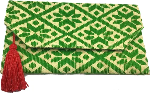 Miniatura 7 de Bolso Clutch "Juana", hecho por Jühue Artesanal, bolso hecho a mano hecho en México, Bolso de mano verde, Bordado a mano, pieza única, Bolso de mano