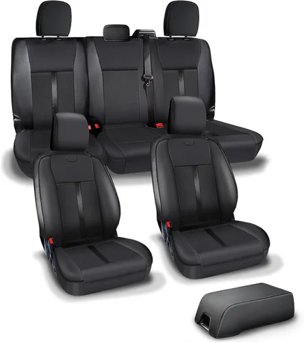 Miniatura 6 de Fundas de asiento de piel sintética de alta calidad para Ford F150 SuperCrew XL XLT STX (2015-2020) y F250/F350/F450 Crew Cab XL XLT (2017-2022)